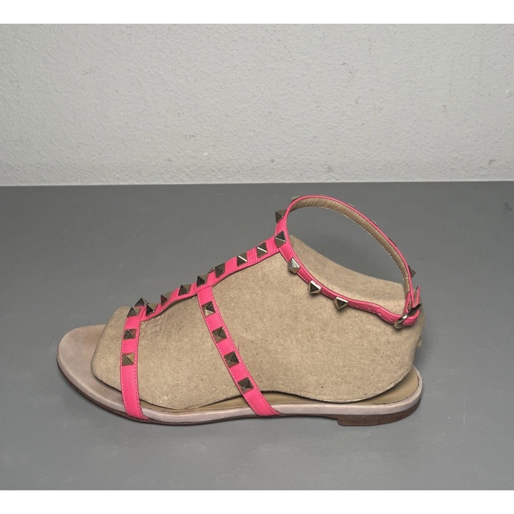 Valentino Rockstud Caged Leather Pink Sandals Women's EU 37.5